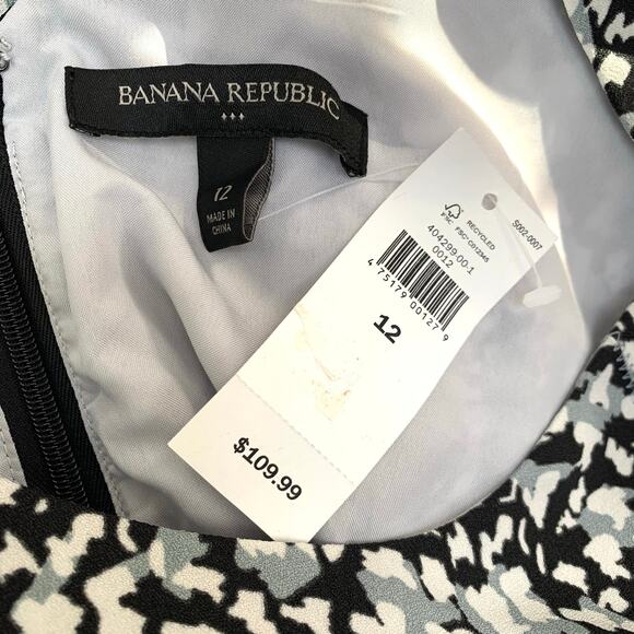 NWT Banana Republic Factory Patterned Fit and Flare Sleeveless Dress Size 12 - Picture 7 of 7